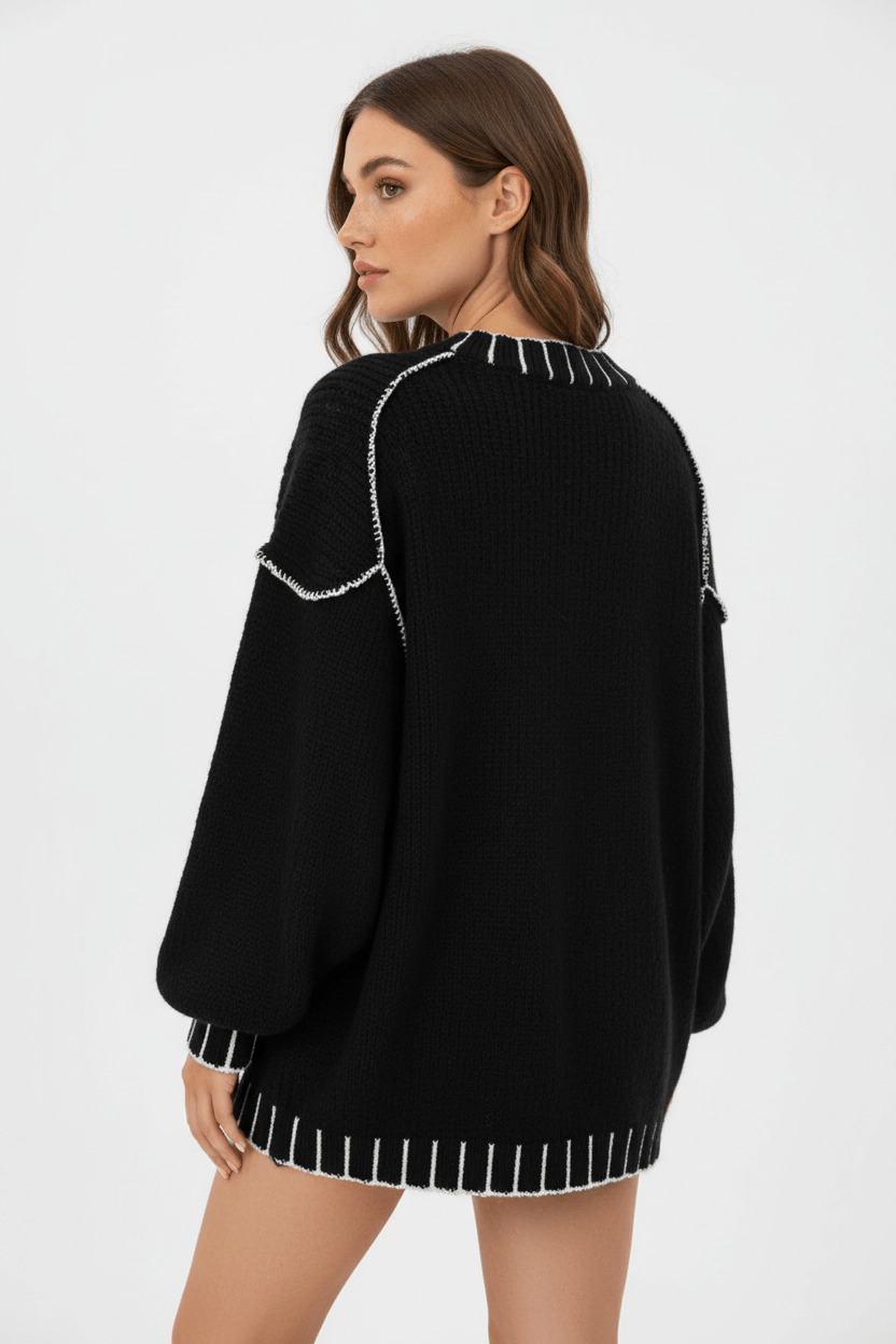 Oversized Strickpullover für Damen mit Ballonärmeln