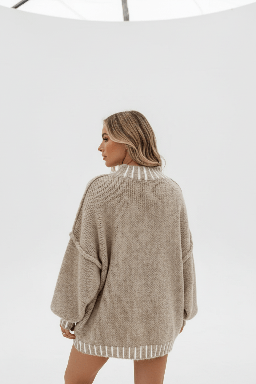 Oversized Strickpullover für Damen mit Ballonärmeln