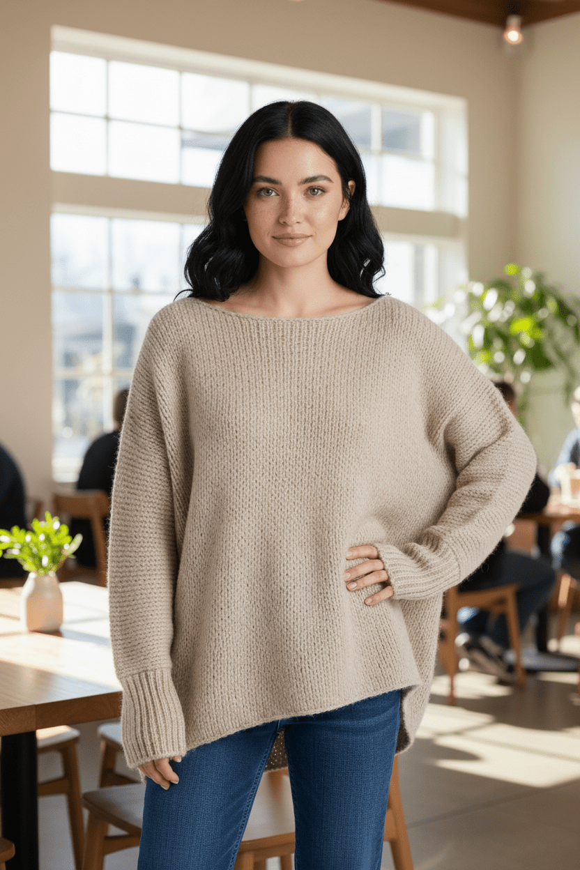 Oversized Strickpullover für Damen mit Off-Shoulder-Design