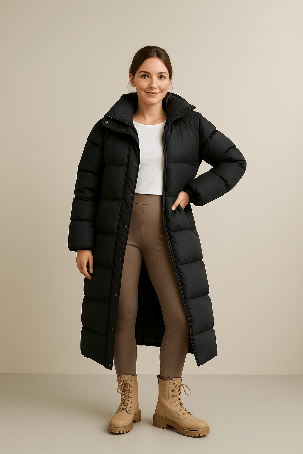 Damen Stepp Oversized Daunenjacke mit Kapuze