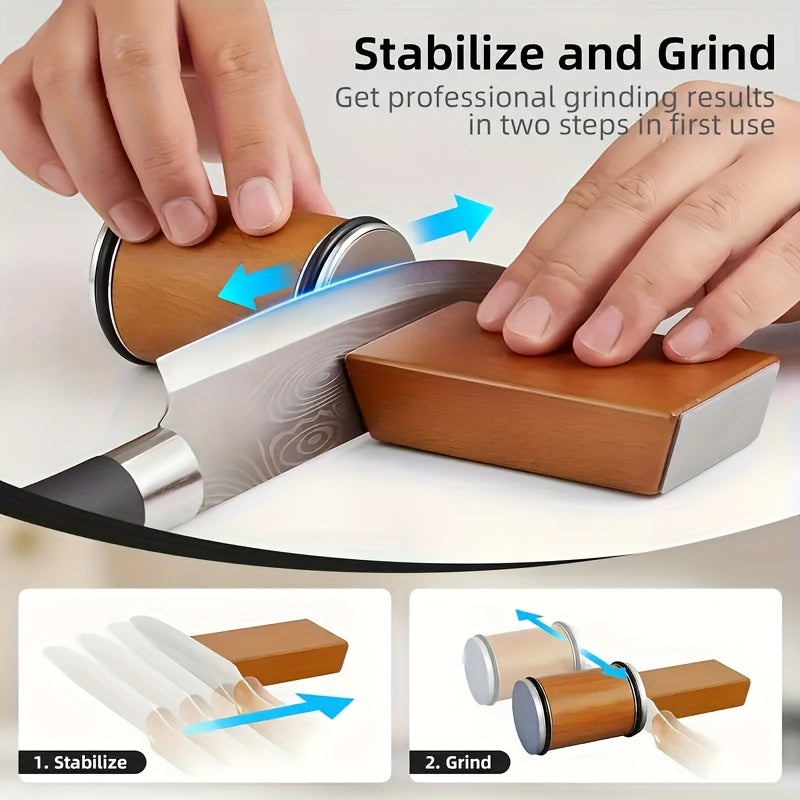 EdgeCraft DuoSharp Sharpening Stone Set | Diamond Stone with Magnetic Holder | 15° & 20° Sharpening Angles | Wood & Metal