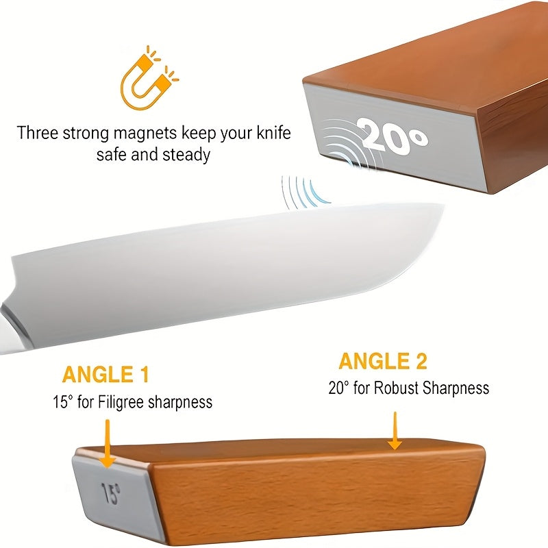 EdgeCraft DuoSharp Sharpening Stone Set | Diamond Stone with Magnetic Holder | 15° & 20° Sharpening Angles | Wood & Metal