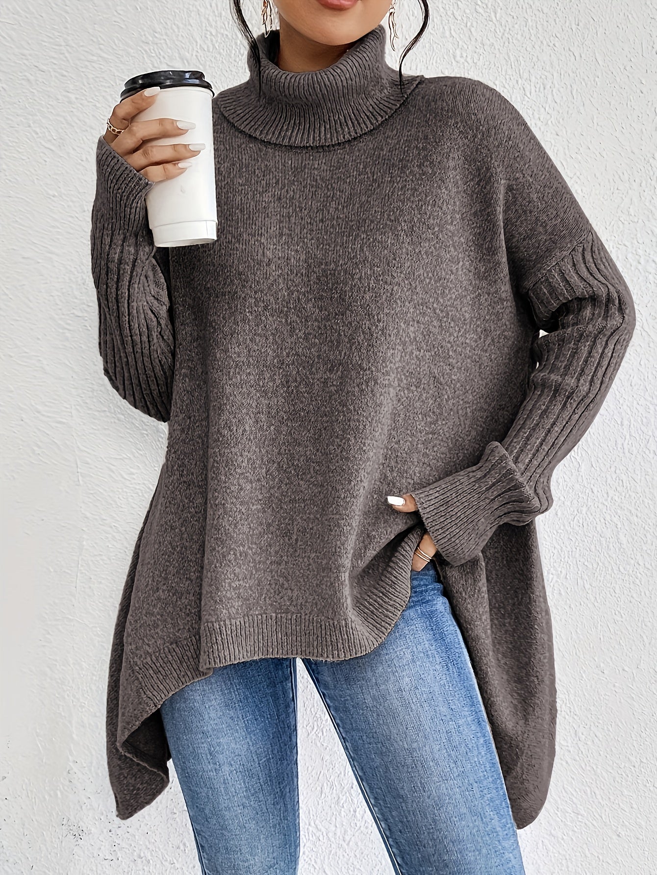 Damen Rollkragenpullover | Oversized Schnitt mit modernem hohen Kragen
