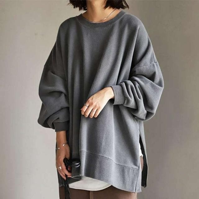 Damen Oversized Pullover – Rundhalsausschnitt Lässige Strickware