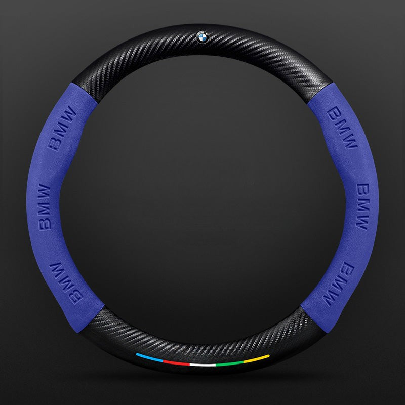 Anti-Rutsch 3D-geprägter Carbon-Leder-Lenkradbezug Universelle Passform