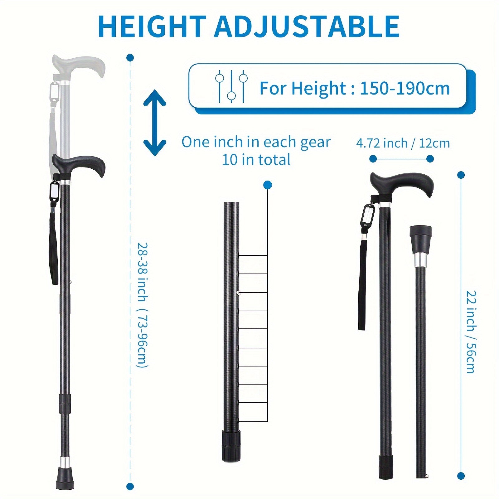 Canne de marche en fibre de carbone – ultralégère et réglable en hauteur