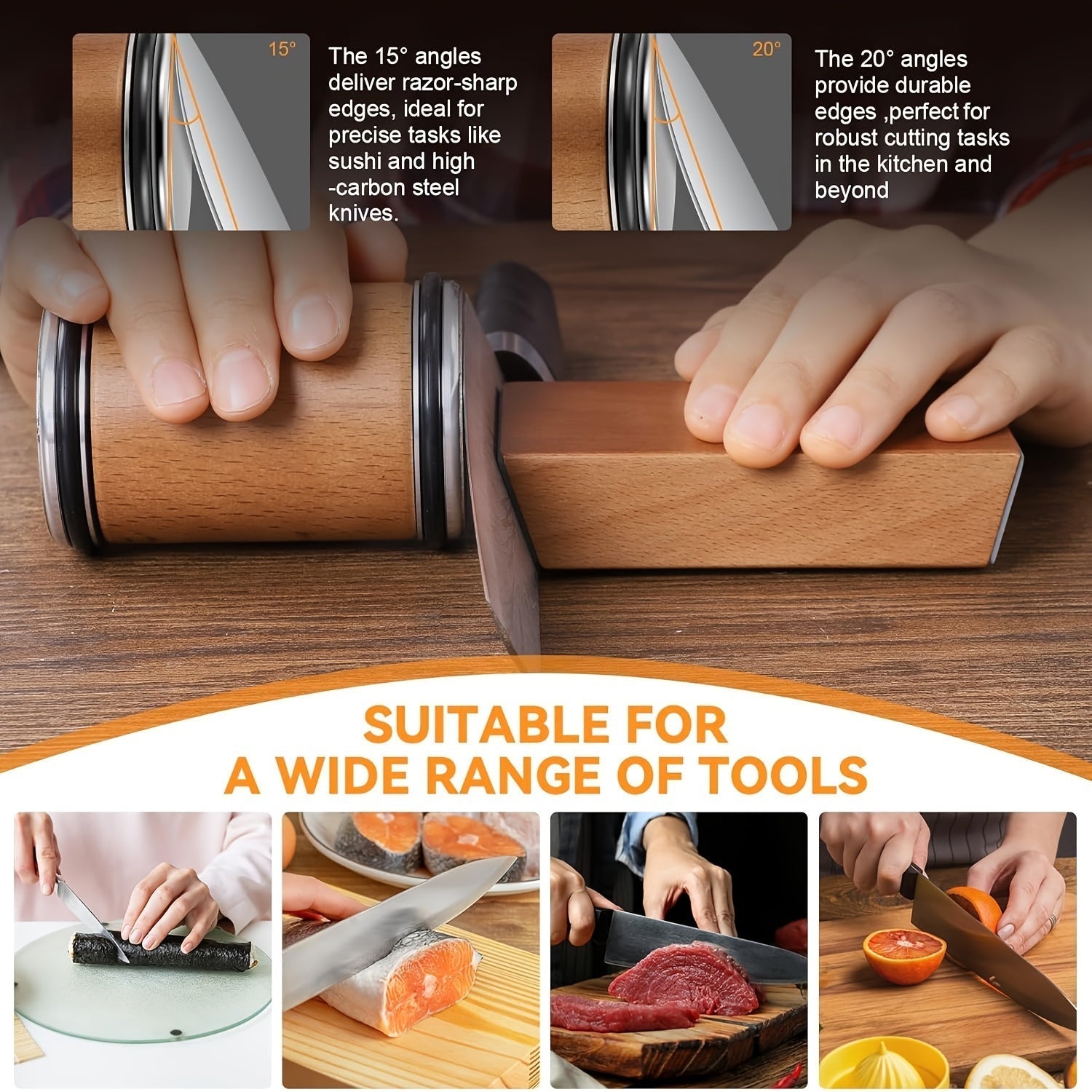 EdgeCraft DuoSharp Sharpening Stone Set | Diamond Stone with Magnetic Holder | 15° & 20° Sharpening Angles | Wood & Metal