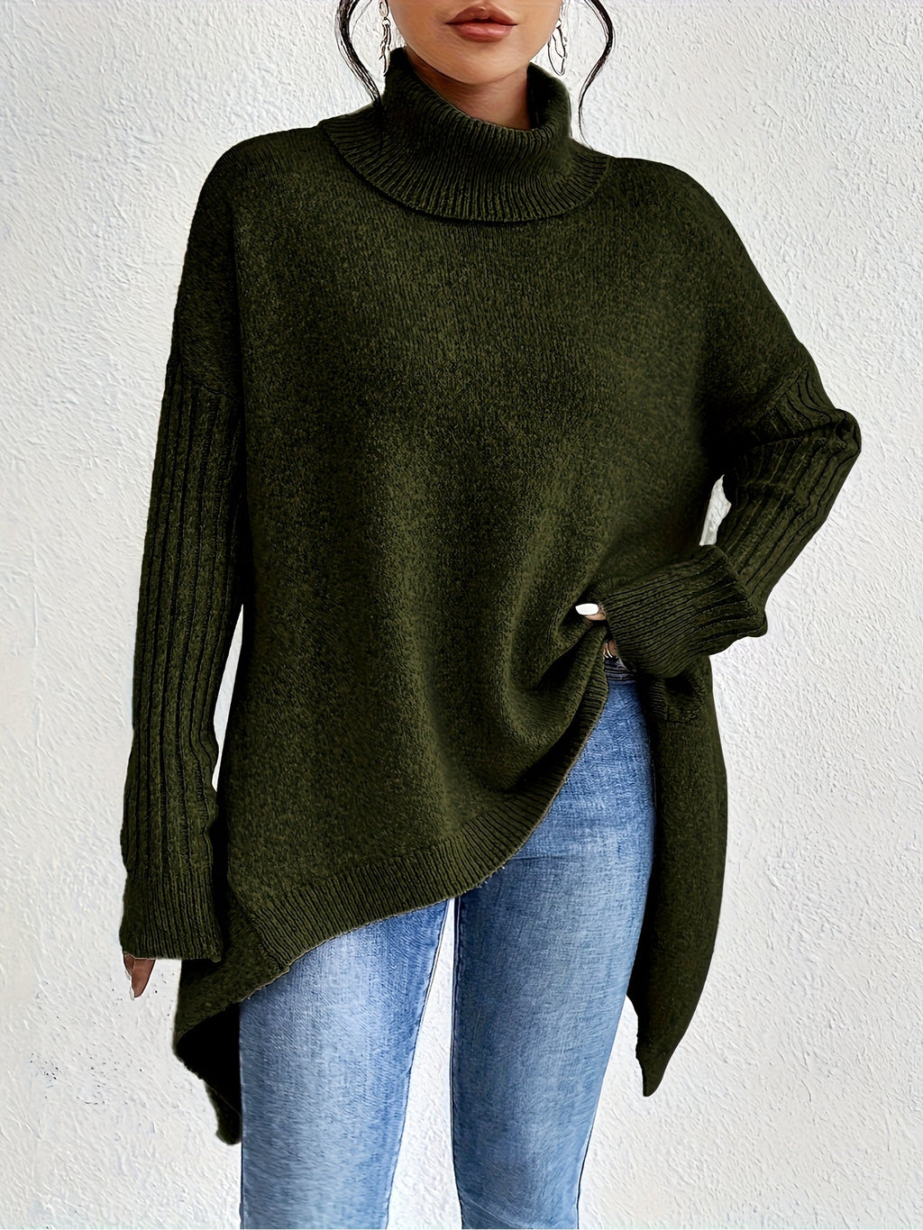 Damen Rollkragenpullover | Oversized Schnitt mit modernem hohen Kragen