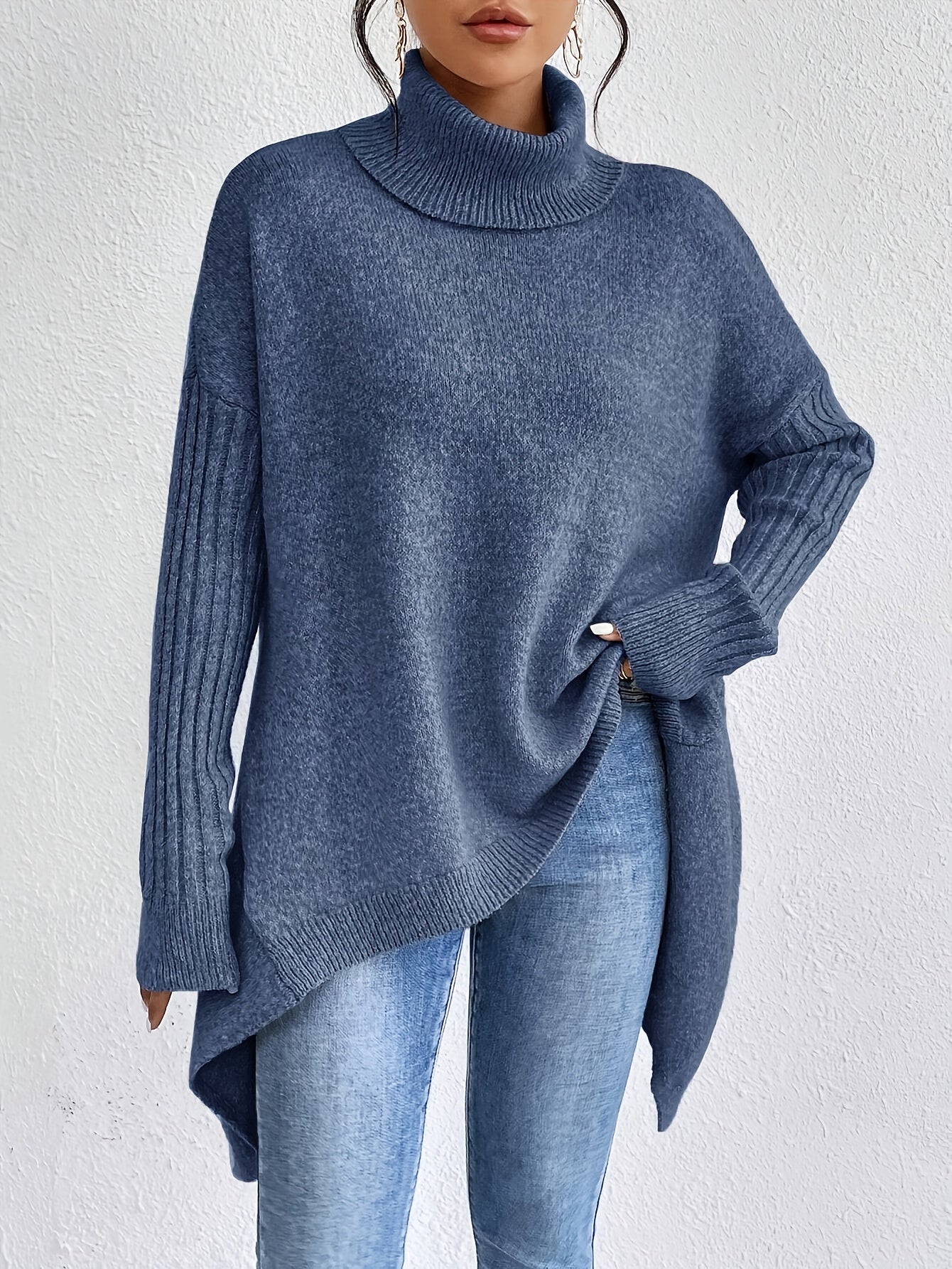 Damen Rollkragenpullover | Oversized Schnitt mit modernem hohen Kragen
