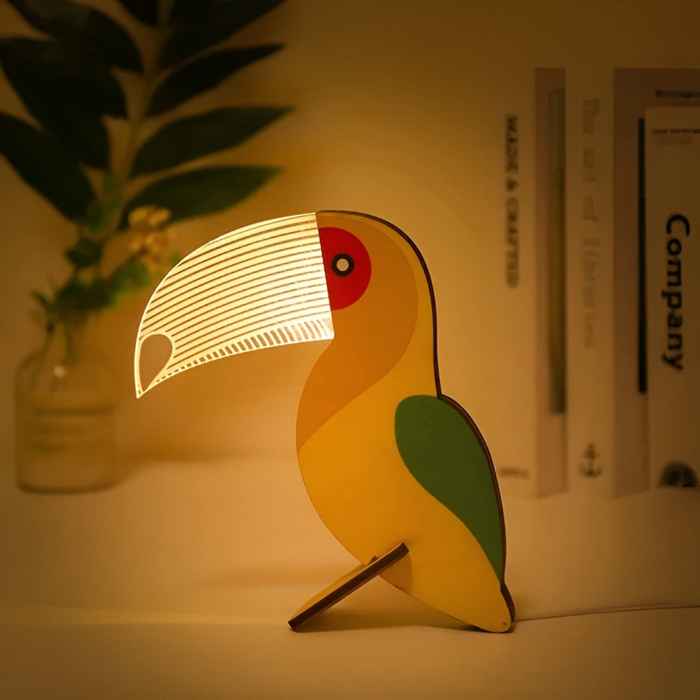 Decorative Animal Table Lamp Made of Wood - Cute Designs for Children's Rooms