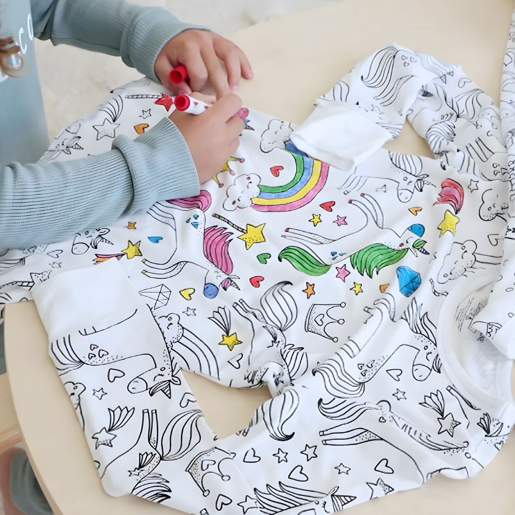 Children's Cotton Pajama Set Coloring Christmas Motif Pajamas