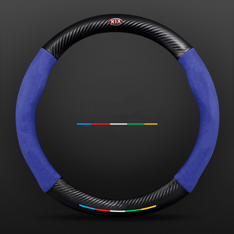 Anti-Rutsch 3D-geprägter Carbon-Leder-Lenkradbezug Universelle Passform