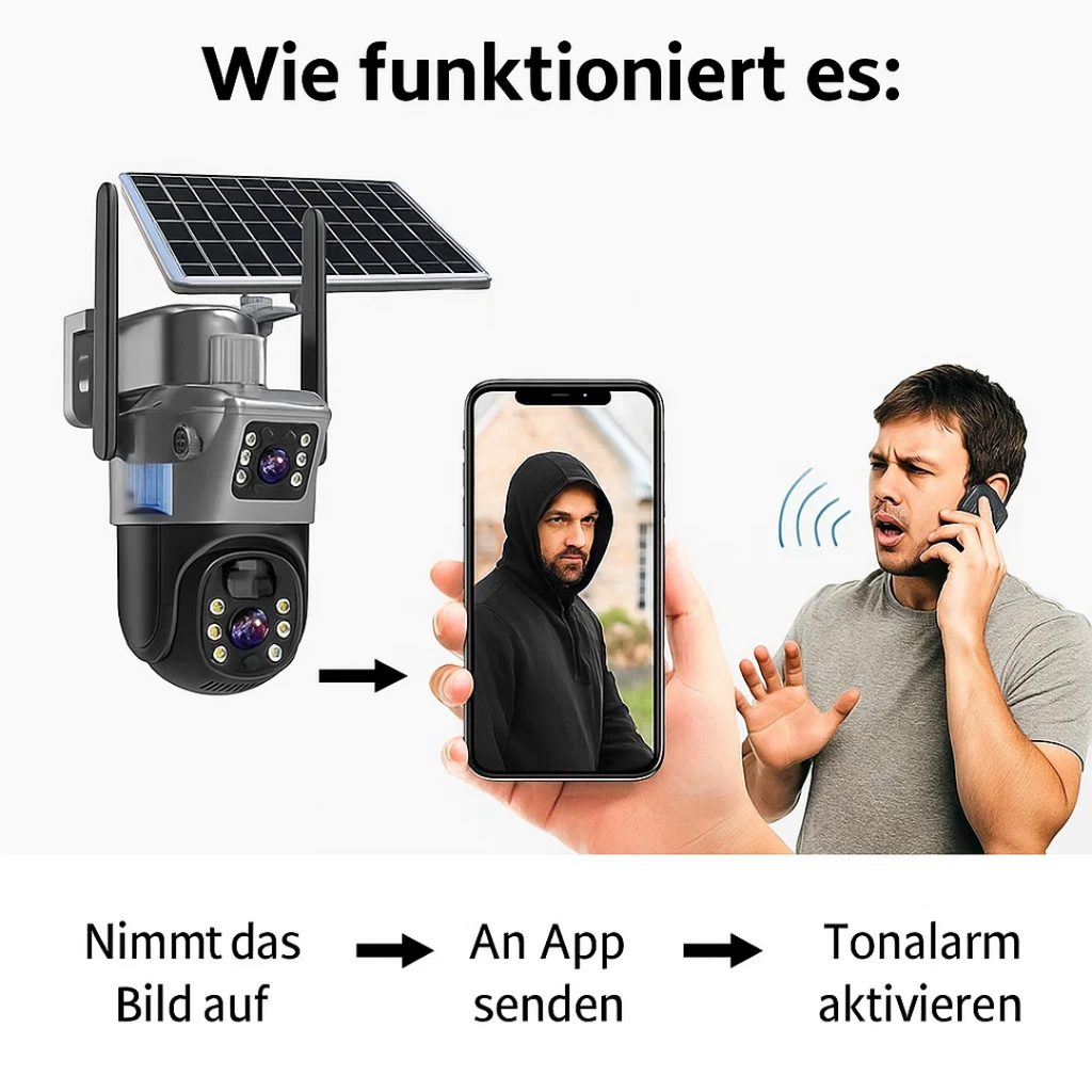 4K Sicherheitskamera mit Solarpanel