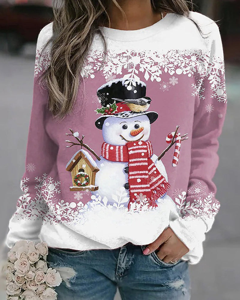 Damen Weihnachts-Sweatshirt mit Schneemann | Weiches Gefühl und festlicher Winterstil