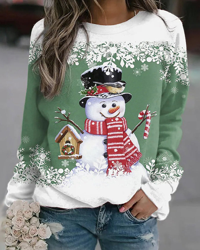 Damen Weihnachts-Sweatshirt mit Schneemann | Weiches Gefühl und festlicher Winterstil