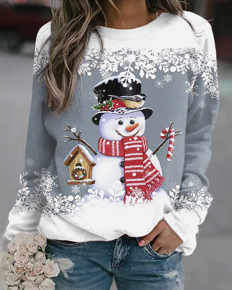 Damen Weihnachts-Sweatshirt mit Schneemann | Weiches Gefühl und festlicher Winterstil