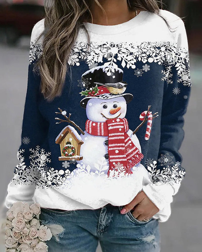 Damen Weihnachts-Sweatshirt mit Schneemann | Weiches Gefühl und festlicher Winterstil