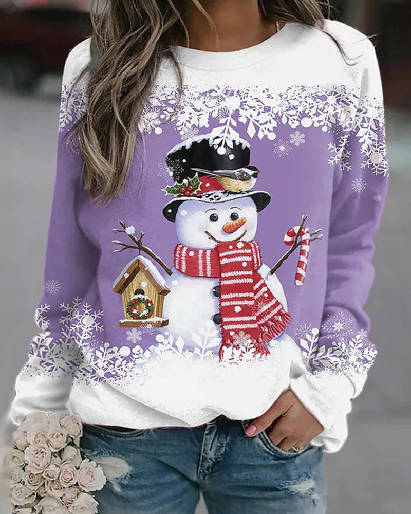 Damen Weihnachts-Sweatshirt mit Schneemann | Weiches Gefühl und festlicher Winterstil