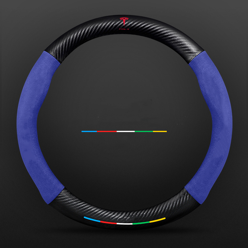 Anti-Rutsch 3D-geprägter Carbon-Leder-Lenkradbezug Universelle Passform