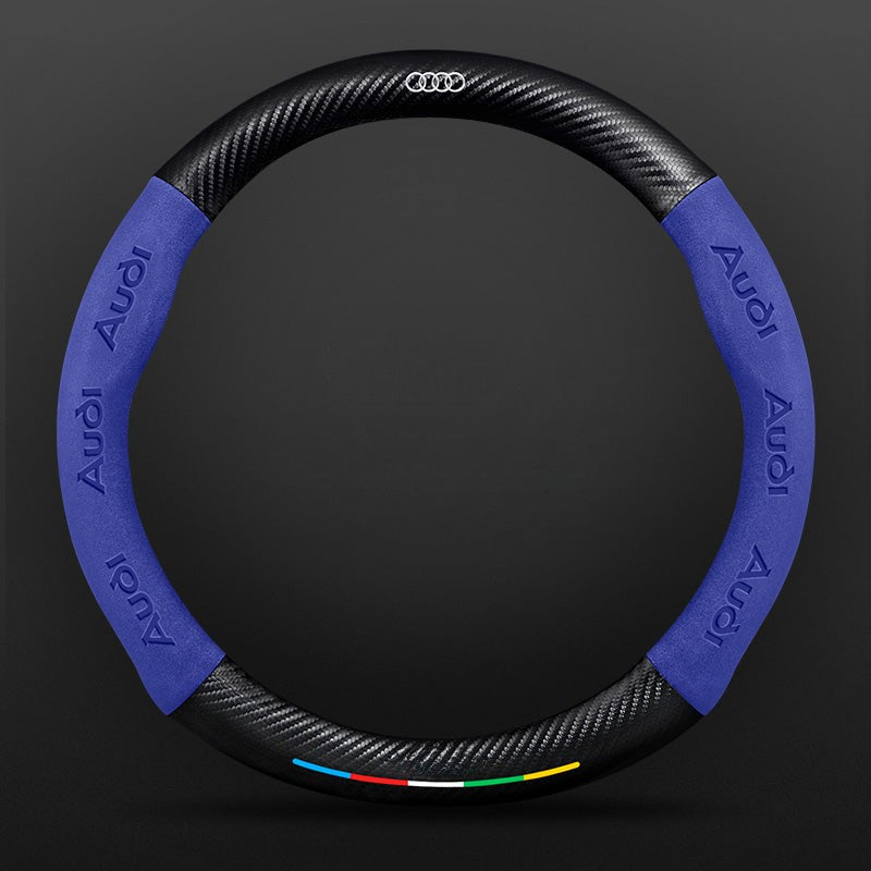 Anti-Rutsch 3D-geprägter Carbon-Leder-Lenkradbezug Universelle Passform