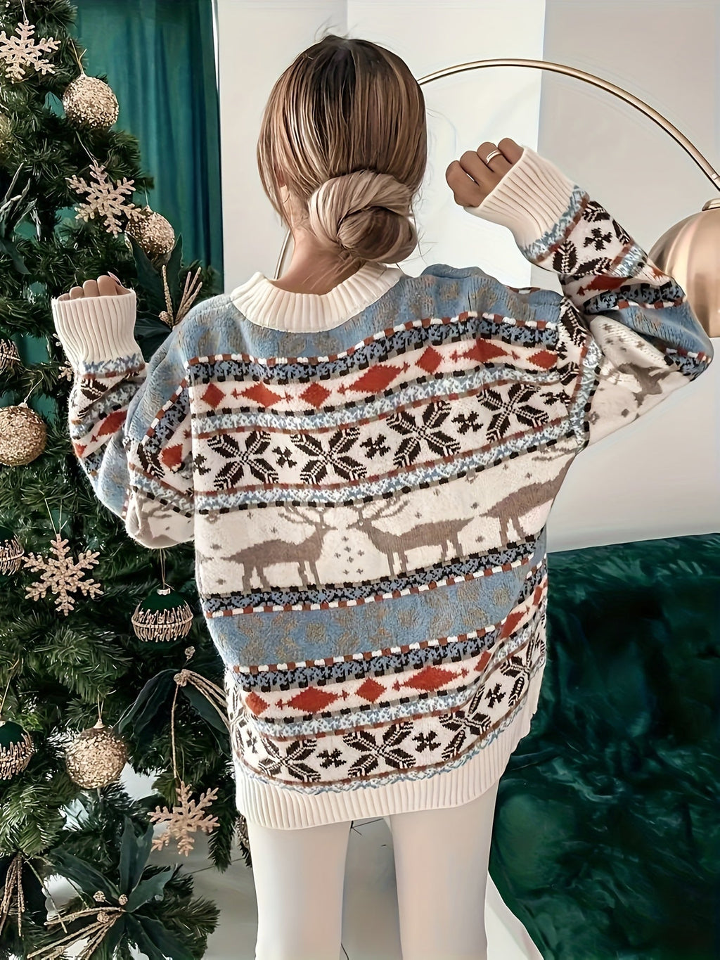 Damen Rentier Strickpullover | Gemütlicher Schnitt und festliches Winterdesign