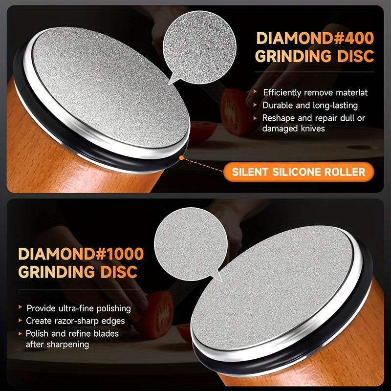 EdgeCraft DuoSharp Sharpening Stone Set | Diamond Stone with Magnetic Holder | 15° & 20° Sharpening Angles | Wood & Metal
