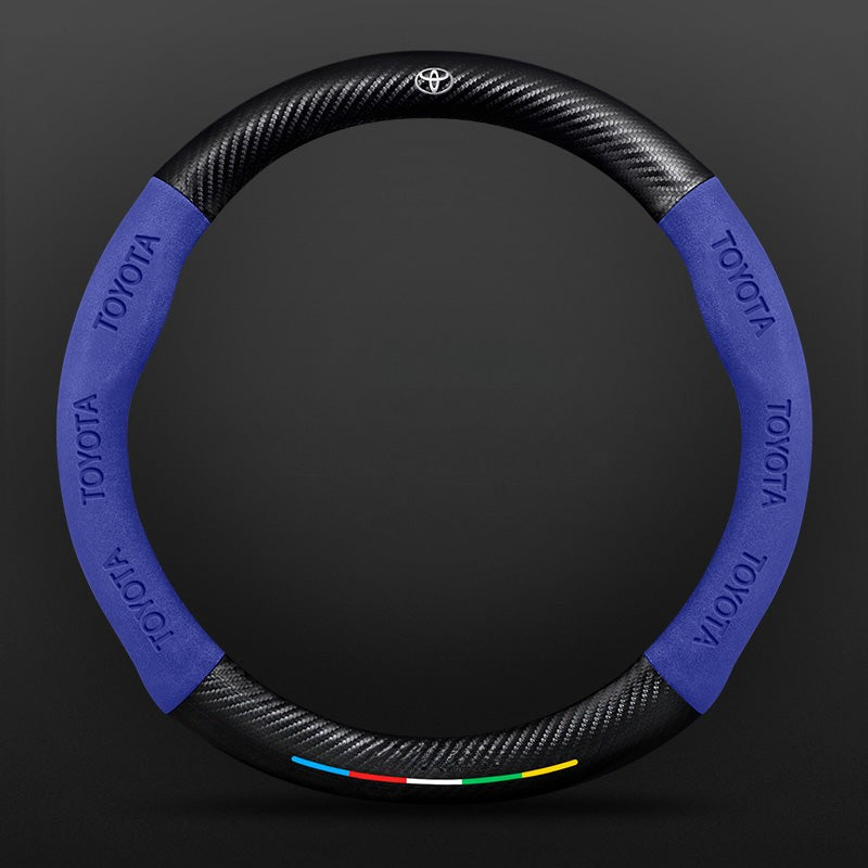 Anti-Rutsch 3D-geprägter Carbon-Leder-Lenkradbezug Universelle Passform