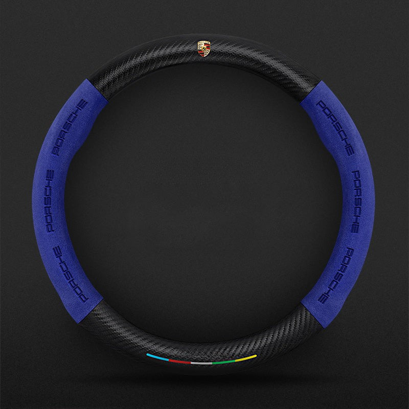 Anti-Rutsch 3D-geprägter Carbon-Leder-Lenkradbezug Universelle Passform