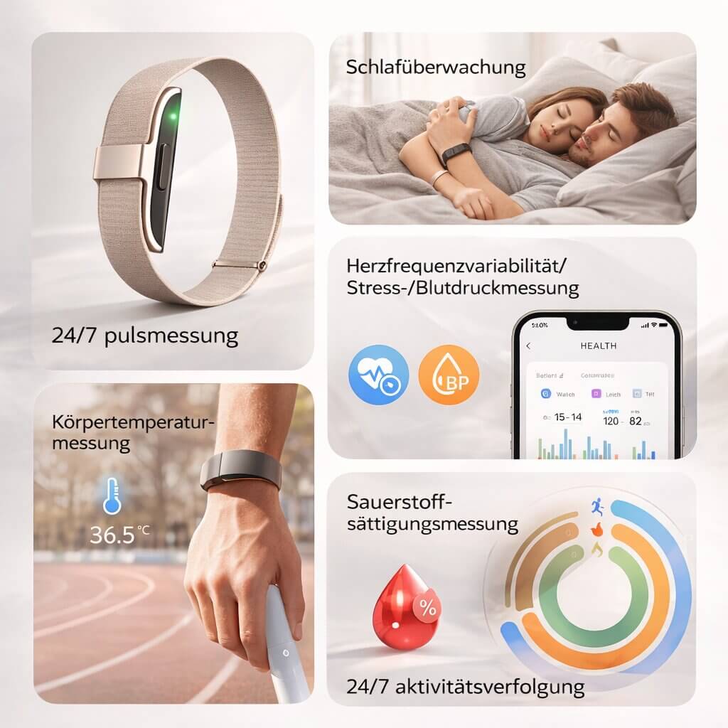 Fitness Tracker mit Herzfrequenz, Blutdruck & Schlaftracking ohne Display | Fitness Armband | Virexa