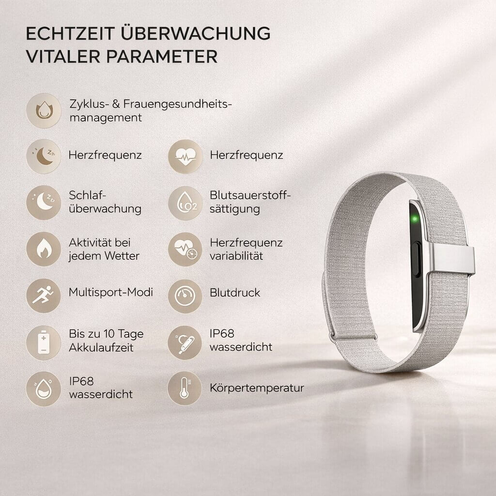 Fitness Tracker mit Herzfrequenz, Blutdruck & Schlaftracking ohne Display | Fitness Armband | Virexa
