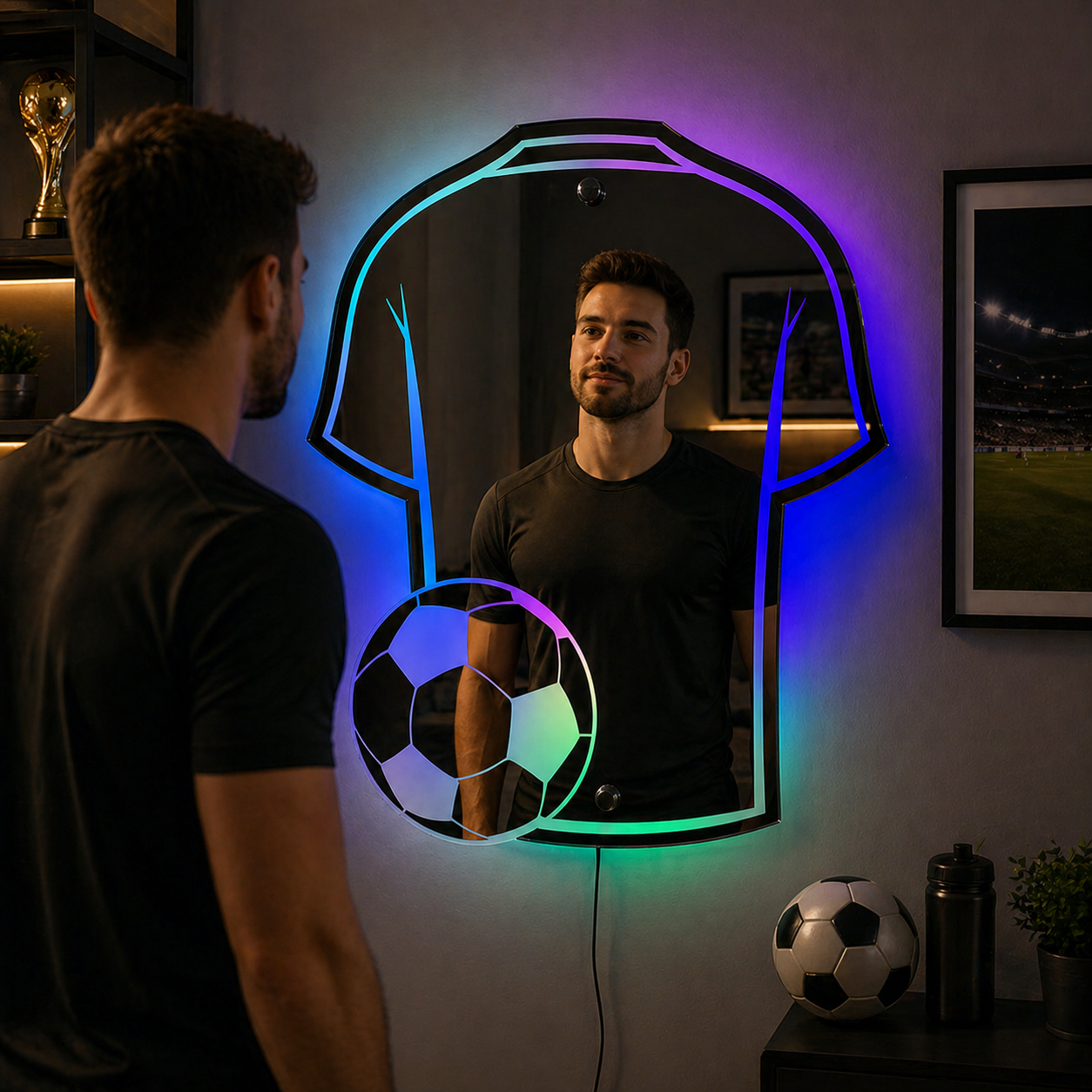 Weltmeisterschaft Fußball Trikot Spiegel LED Licht Wanddeko
