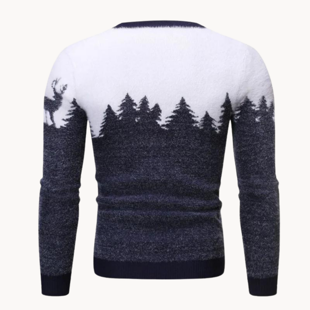 Men's Festive Knitted Sweater | Christmas Tree and Reindeer Design