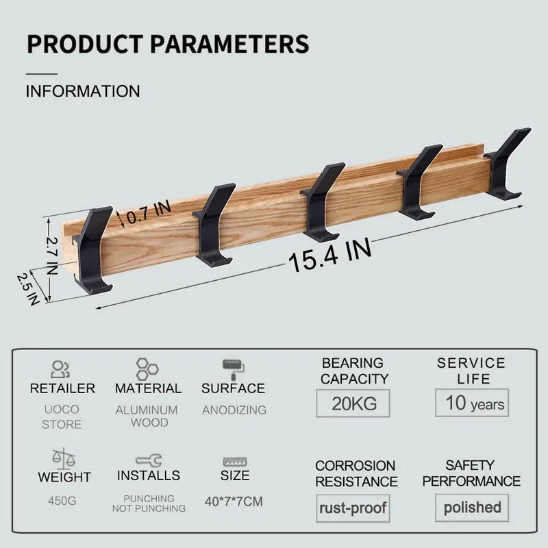 Coat Hooks | Modern Coat Rack | Wooden Wall Coat Rack | NordHaken
