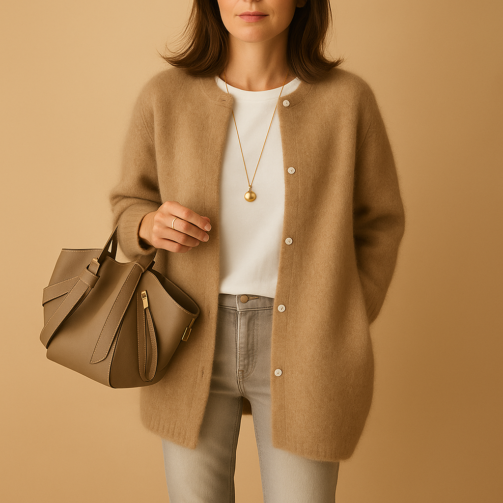 Damen Strickjacke mit Frontknöpfen und langen Ärmeln