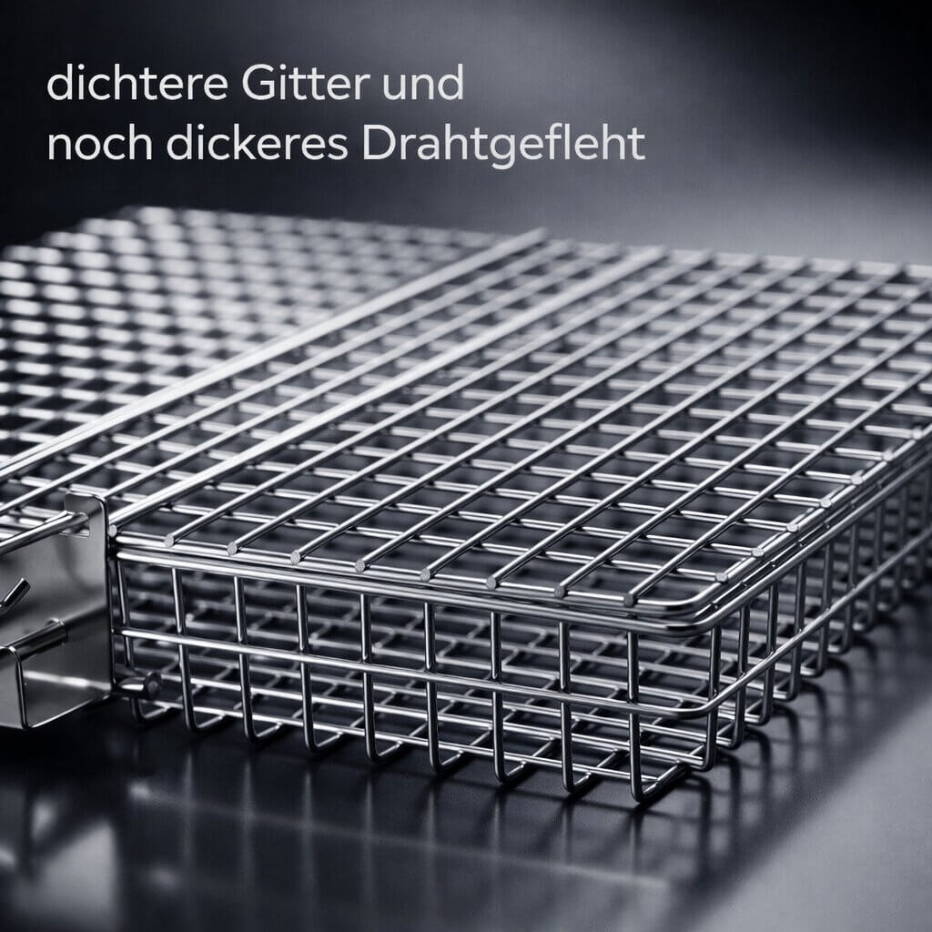 Grill basket for meat, fish & vegetables | Stainless steel grill accessories for BBQ | FlammenWerk