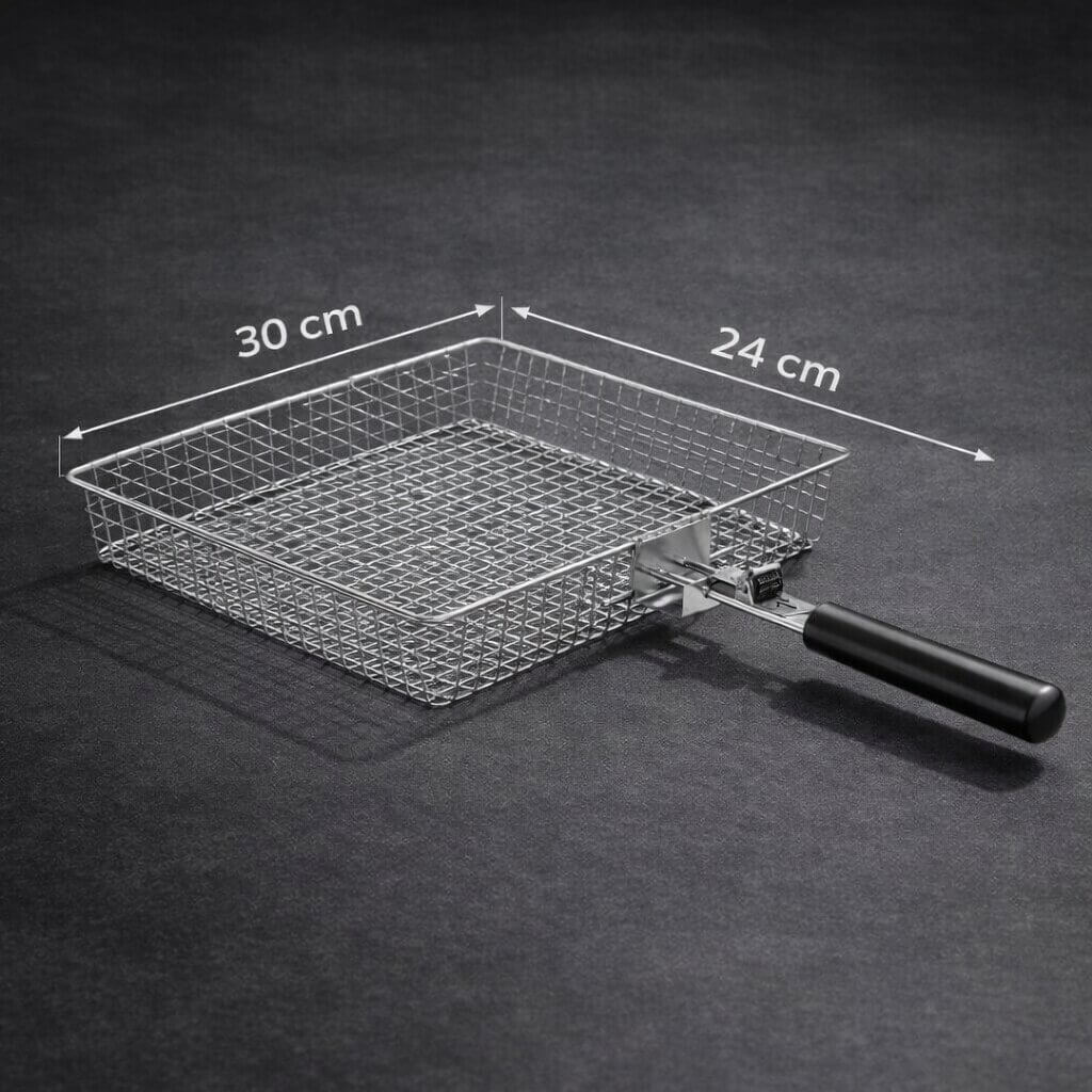 Grill basket for meat, fish & vegetables | Stainless steel grill accessories for BBQ | FlammenWerk