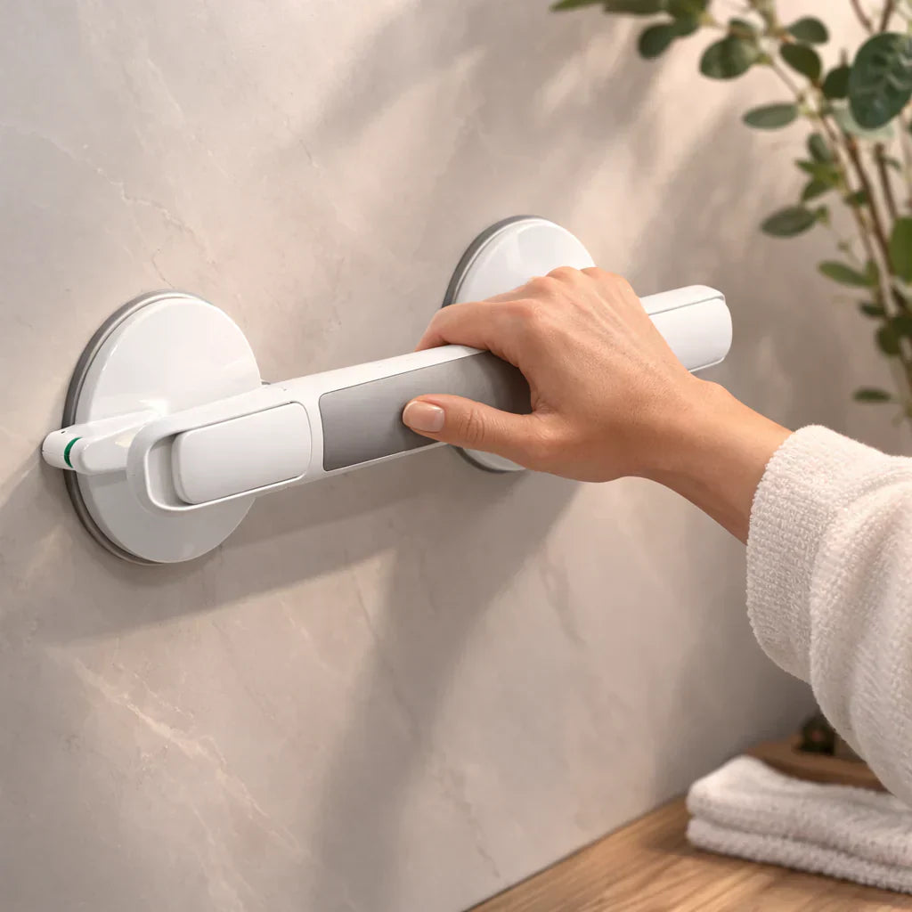 Haltegriff für Dusche, Badewanne oder Toilette | Saugnapfgriff für Senioren ohne Bohren | SeniGrip
