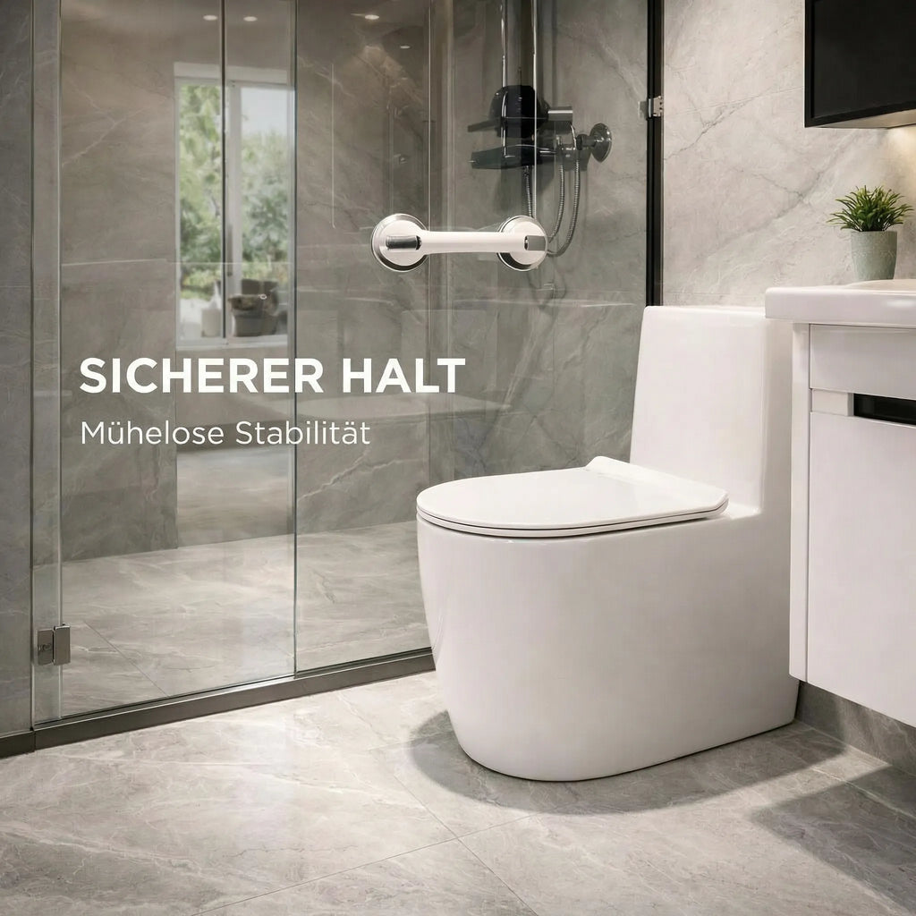 Haltegriff für Dusche, Badewanne oder Toilette mit Saugnapf | Badewannengriff für Senioren ohne Bohren | GripSicher
