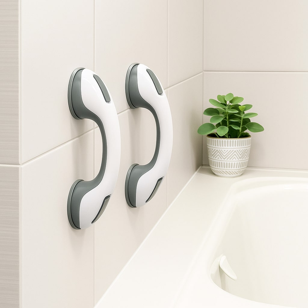 Haltegriff für Dusche, Badewanne oder Toilette mit Saugnapf | Badewannengriff für Senioren ohne Bohren | GripSicher