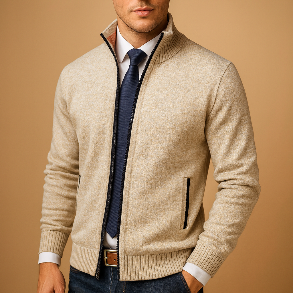 Men's zip-up sweater with modern cut