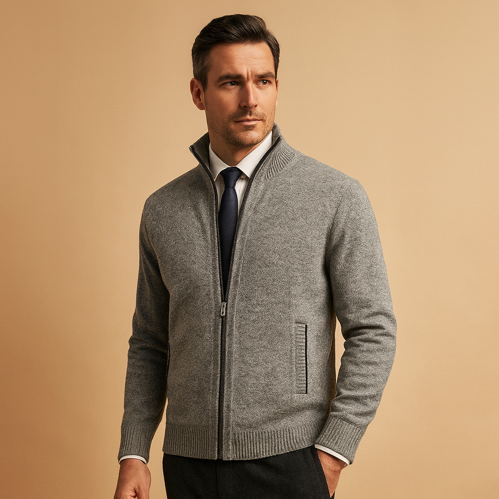 Men's zip-up sweater with modern cut