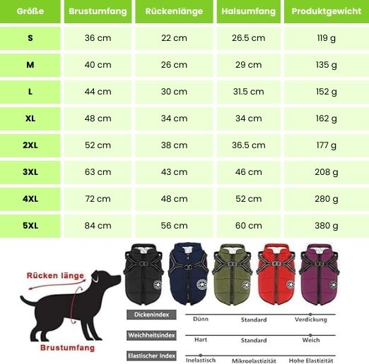 Hundemantel für den Winter | Wintermantel für Hunde | Hundejacke mit Geschirr | Fellmantel