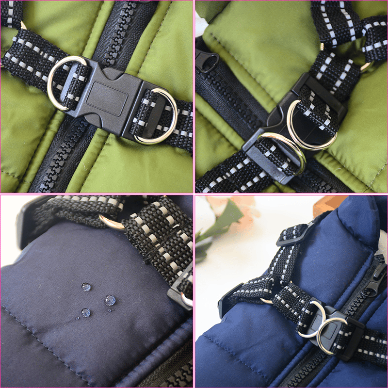 Hundemantel für den Winter | Wintermantel für Hunde | Hundejacke mit Geschirr | Fellmantel