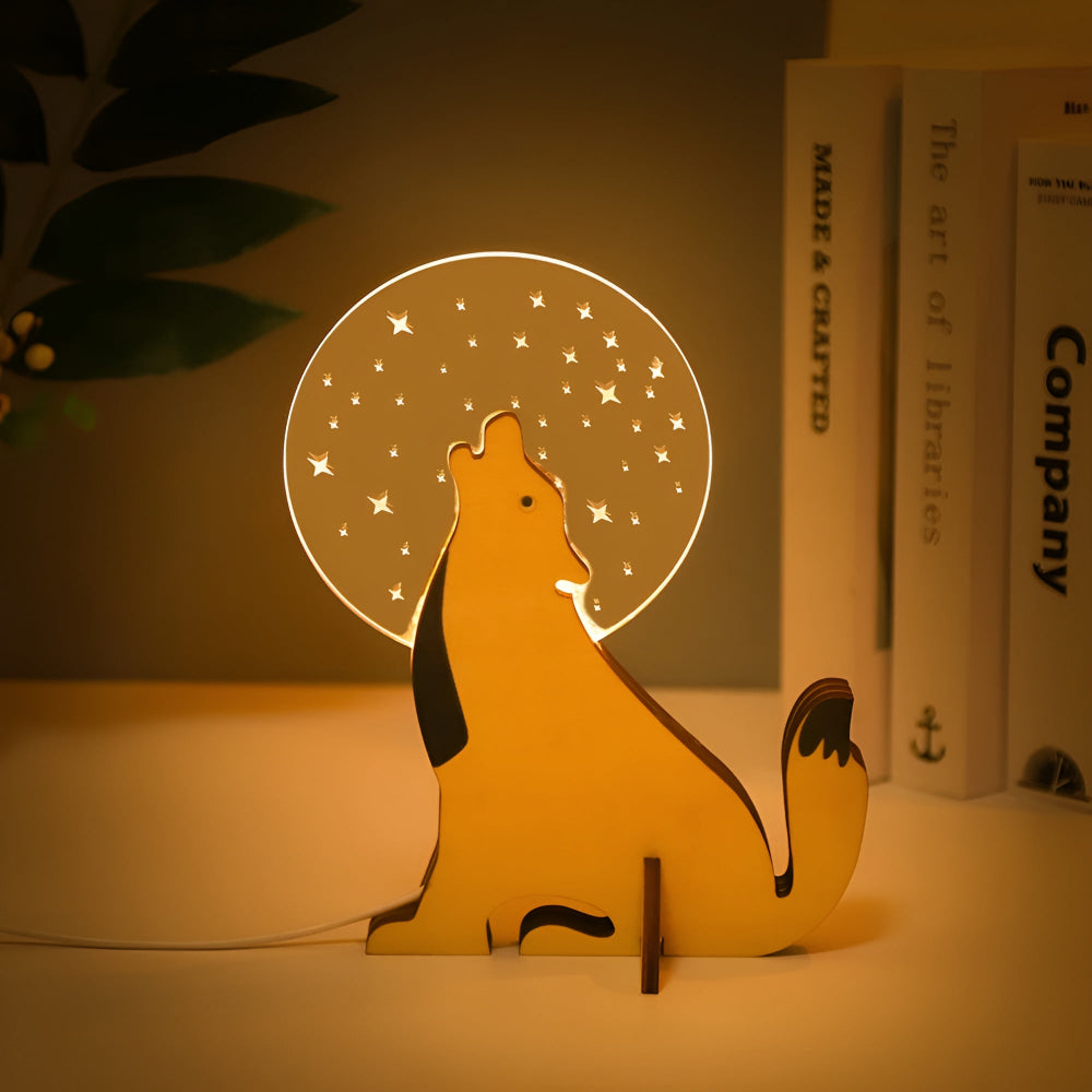 Decorative Animal Table Lamp Made of Wood - Cute Designs for Children's Rooms