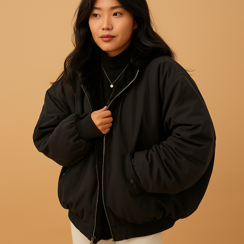 Damen Kurzer Wintermantel mit Kapuze – Warm & Stilvoll