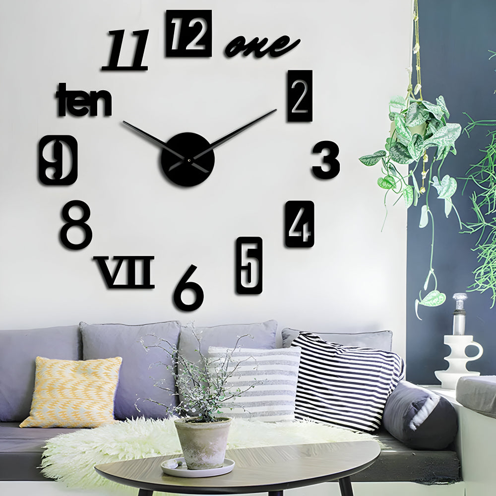 Moderne DIY Wanduhr mit großen Zahlen