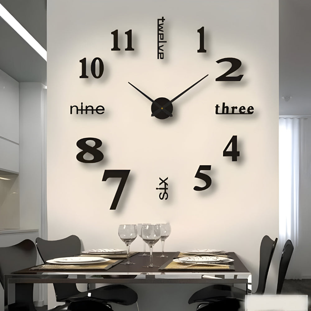 Moderne DIY Wanduhr mit großen Zahlen