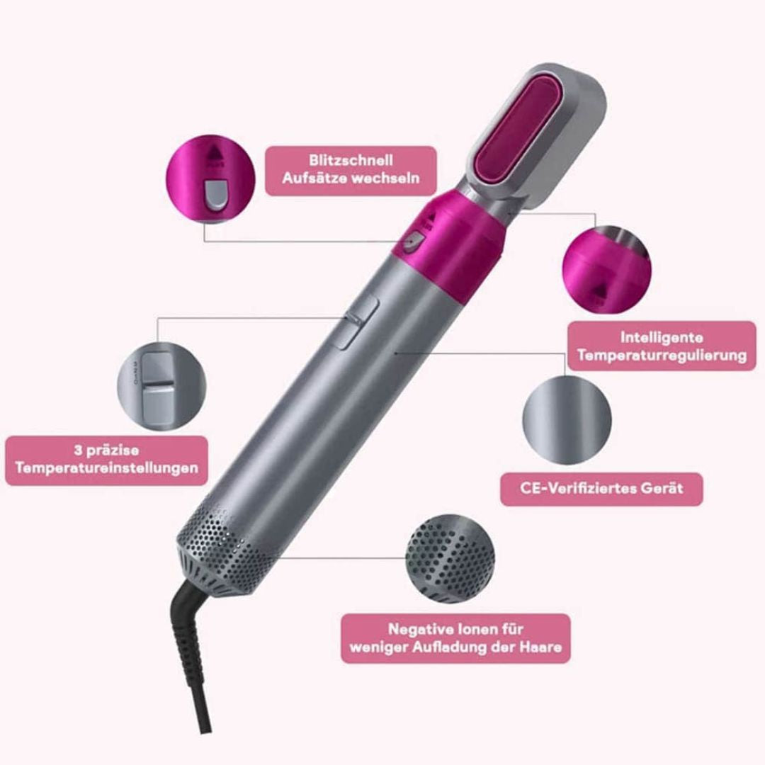 5 in 1 Lockenstab | Haartrockner, Glätteisen und Welleneisen in 1 | Hairstyler | Stylora