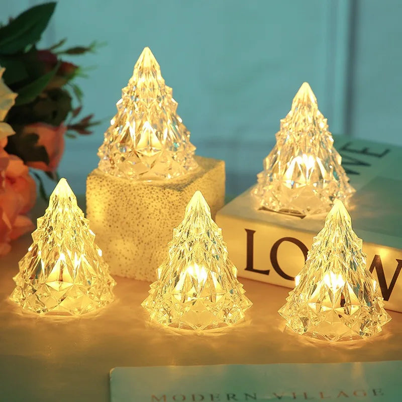 Mini Christmas Tree made of Crystal | Illuminated Christmas Decoration | Crystal Tree (5 Pieces)