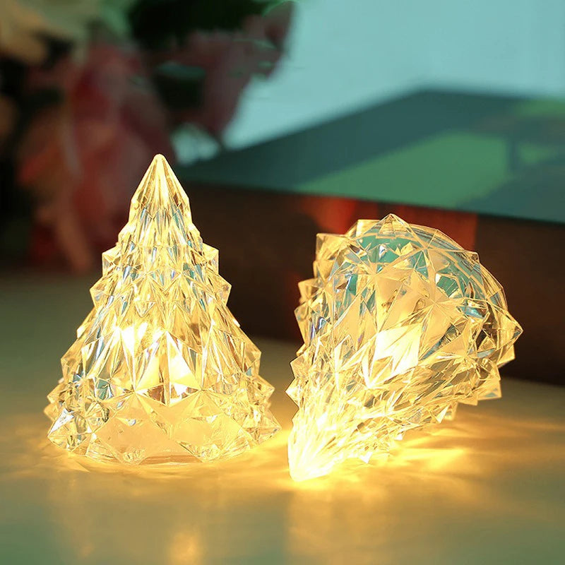 Mini Christmas Tree made of Crystal | Illuminated Christmas Decoration | Crystal Tree (5 Pieces)